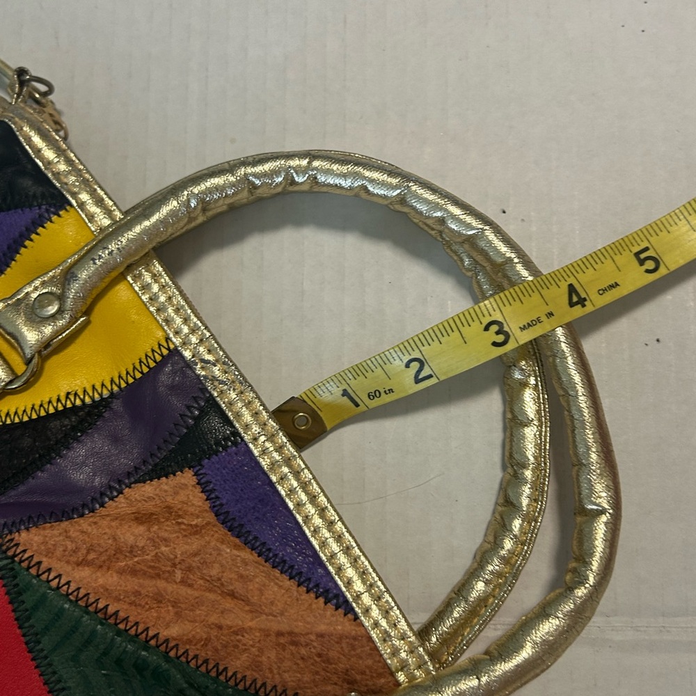 Vintage 80's Patchwork Multicolour Strap Mod Hippie Boho Retro bag by La Covina - Picture 10 of 13